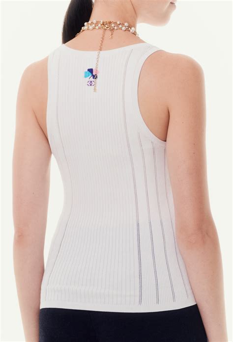 camicia chanel corta|Top Chanel in Cotone Bianco taglia 40 FR .